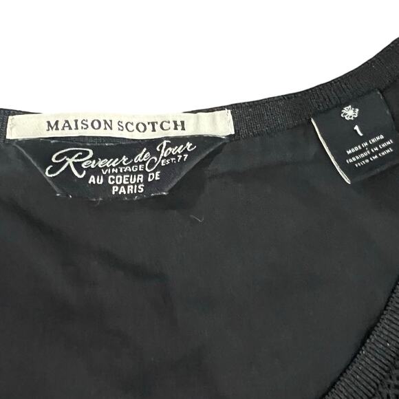 Maison Scotch Black Layered Sleeveless Round Neck Pullover Shift Dress sz 1 / S - Picture 5 of 11